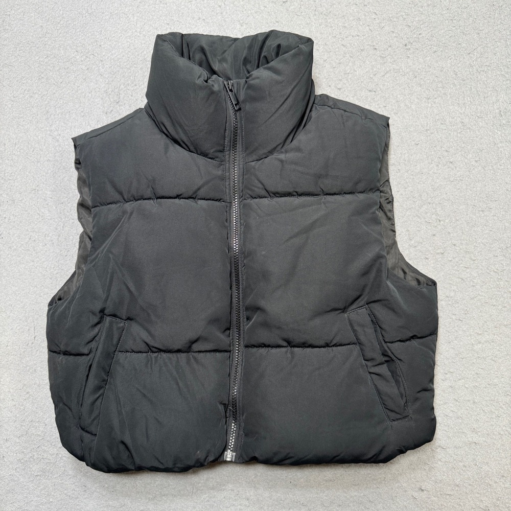 Aeropostale Puffer Vest Women's Medium Black Quilted Zip Up Gilet Winter Outdoor
